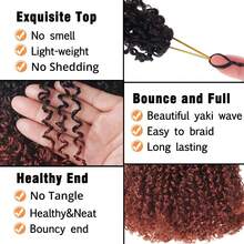 Extensiones de cabello de ganchillo sintético Ombre marrón con trenzas pasión precortadas y retorcidas, 1-6 paquetes de 24 mechones/paquete - Naranja Manchado - Ver 2
