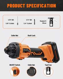 DOVAMAN 20V Brushless Drywall Cut-Out Tool, 30,000 RPM, Adjustable Depth, 98% Dust Collection, LED, With Battery, Charger & Bag - Black - View 5