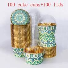 Cakegiugiu Set , 25/50/100 Bohemian Style Cupcakes With Lids, Disposable Muffin Cups With Lids, Heat Resistant Baking Cups,Glossy Cupcake Liners, Muffin Molds, Baking Tools, Curled Edge Cake Cups,Cake Holder, Perfect For Wedding And Birthday Parties - Multicolor - View 18