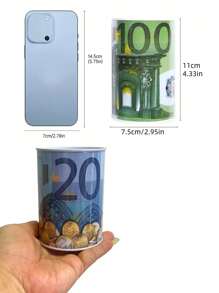 1 pièce Tirelire à motif symbole de l'euro, design unique, boîte de rangement en métal durable, accessoires de décoration pour la maison (motif aléatoire)