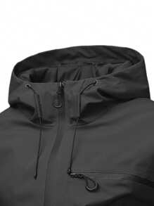 1 件男士全拉链连帽夹克，春秋季连帽外套，适合旅行连帽休闲夹克。 - 黑色 - 查看 4