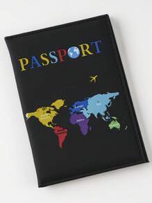 1pc Earth Printed PU Leather Passport Holder, Suitable For Travel, Back To School Seasontravel Essential Holiday Vacation Passport Cover