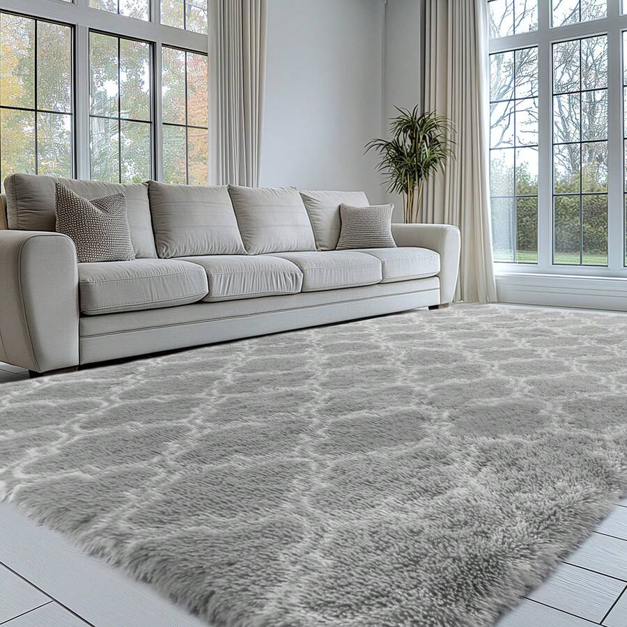 Sour Lemon Rugs Living Room 200x300cm, Grey Area Rugs For Bedroom, Washable Anti Slip Extra Large Shaggy Soft Rug Fluffy Modern Floor Carpets Mat Beside Carpet, Long Runner Rug For Hallway
