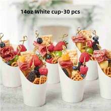 250件/50件 - 熟食杯（含烤肉串）、14盎司纸质小吃杯（含鸡尾酒签）、炸薯条架（棕色牛皮纸）、一次性爆米花盒（蛋筒）、派对板礼品（50杯+200支） - 彩色 - 查看 18