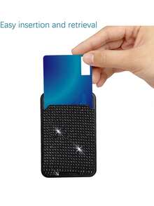 时尚奢华闪耀钻石极简粘性手机卡套，手机钱包口袋，兼容大多数智能手机和保护壳，闪亮水晶旅行配件，男女通用，情侣款，适合日常使用、约会、假期、返校、夏季、度假、通勤、生日礼物、节日礼物、送给母亲的贴心礼物、实用礼物 - 彩色 - 查看 3
