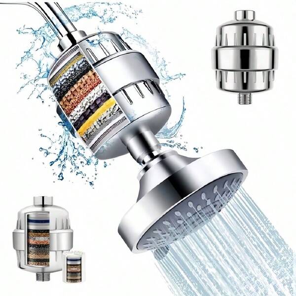 Shower Filter - Shower Head Filter For Hard Water, Softens Shower Water For Healthy Refreshing Bath - Reduces Dry Itchy Skin, Dandruff - Improves Hair Growth, Filter Cartridge