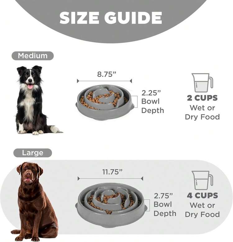 Fun Feeder Slo Bowl, Large Slow Feeder Dog Bowl, 4 Cups, Gray - Champagne - View 7