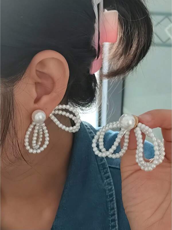 2 Stücke modische Ohrringe, Schmuckliebhaber Accessoires, schleifenförmige Ohrringe