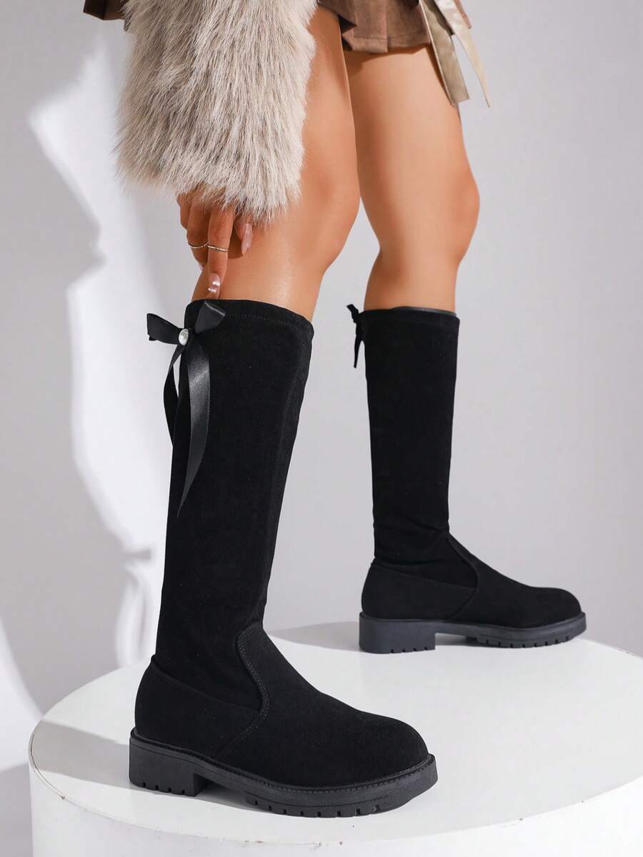 2025 新款优雅西式女靴，舒适绒面革套穿设计踝靴，黑色百搭一脚蹬休闲度假鞋