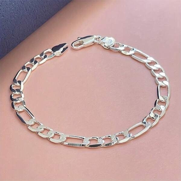 925 Sterling Silver Bracelet, 4mm Bracelet For Men And Women, Simple And Versatile Accessories, New Year/Valentine'S Day/Queue/Music Festival Perfect Gift