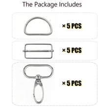 15pcs/Set 15-38mm Mixed Color Metal Belt Buckle Set, D-Ring Buckle, Rectangular Sliding Adjustment Buckle, Rotating Hook Buckle For DIY Pet Collars Handbags And Sewing Crafts - Multicolor - View 5