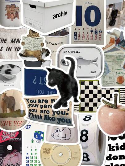 57pcs Korean Style Cute Stickers For Journals, Notebooks, Phone Cases, Guitar, Skateboards, Refrigerators, Decorative