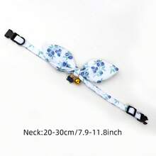 1 chiếc vòng cổ cho mèo hình nơ in hình quả việt quất, vòng cổ điều chỉnh được kèm chuông, phù hợp cho chó và mèo nhỏ. - Màu xanh lam - Xem 2