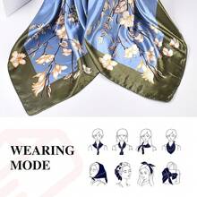 35 Inches Silk Head Scarf-Satin Hair Scarves Silk Bandana Scarf Headscarf For Women's Fashion Scarveshalloween - 蝴蝶花 - 查看 4