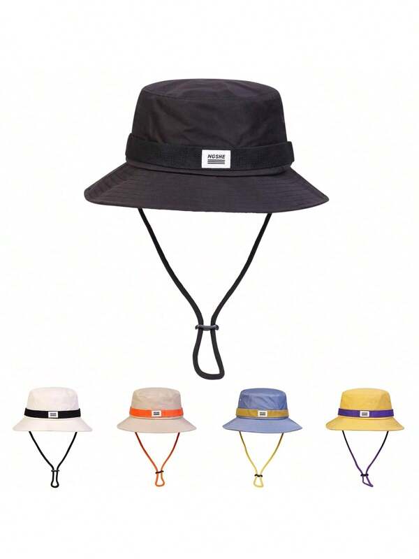 1pc Men's Color Block Bucket Hat, Fashion Personalized Quality Sun Hat, Versatile For Casual, Travel, Beach, Party, Suitable For Spring And Autumn