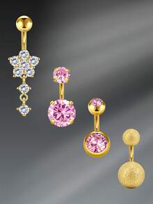 CIZME 4PCS Belly Button Ring Short Bar Belly Ring Short Belly Button Rings Stainless Steel 6mm Belly Rings For Women Small Belly Button Piercing Navel Rings Piercing Jewelry - Silver/Gold - View 10