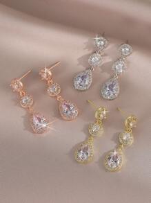 1 Par de Brincos Pendentes de Folha de Orelha de Trigo de Luxo com Cristal CZ para Mulheres e Meninas, Brincos de Gota de Cristal para Presente de Joia de Viagem, Uso Diário e Festa