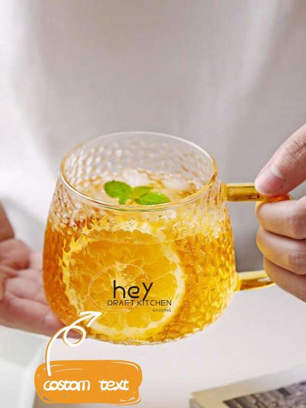 1pc Customized Glass Cup With Handle, Personalized With Your Name, Heat-Resistant, High Borosilicate Glass Beverage Cup, 430ml, Ideal Gift For Father, Mother, Friends, Coworkers, Suitable For Birthday, Home, Party