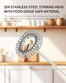 CIRCLE JOY Rechargeable Milk Frother Handheld With Stand, Coffee Frother Wand Drink Mixer With Dual Spring Whisk For Coffee, Cappuccino, Lattes, Frappe, Matcha And Hot Chocolate, Black