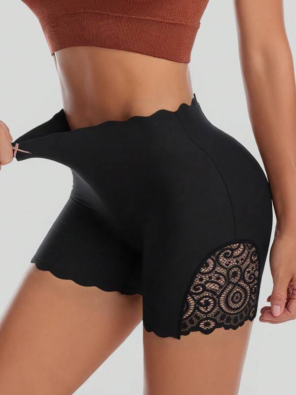 Women's Boxer Panties Seamless Lace Panties Safety Panty Ice Silk Shorts Breathable Soft Skin-Friendly Boxer Short Briefs Comfy Lingerie Female Underwear