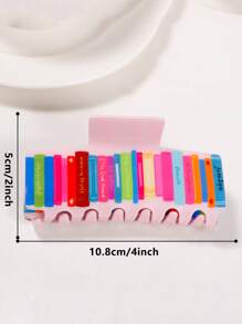 1Pc New Literary Style Book Clip With Colorful Hair Clip For Women, Hair Claw Hair Accessory At The Back Of The Head, Fashionable And Versatile Hair Clip, Suitable As A Gift For Friends
