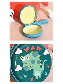 1pc Cute Cartoon Dinosaur Design Mini Coin Purse For Boys Girls, Round Single Zipper Coin Storage Pouch, Cartoon Wallet - Multicolor - View 9
