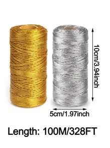 100 m/328 pi Ficelle de boulanger métallique, corde d'emballage cadeau or et argent, corde de décoration pailletée métallique, parfaite pour Halloween, Noël, Thanksgiving, l'emballage de cadeaux, les bricolages DIY, les étiquettes, la couture