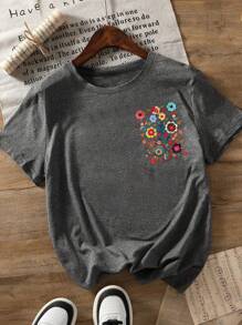 Maglietta estiva casual da donna a maniche corte con stampa a motivo cartoni animati, abbigliamento estivo da donna, maglietta grafica