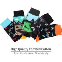 Men's Funny Novelty Crazy Pattern Dress Socks For Gifts - Black/Green/Blue/Multicolor Bicycles-5m - View 3
