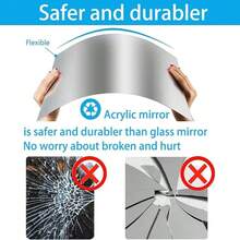 1 件现代防碎亚克力镜面墙饰 - 牢不可破的非玻璃浴室墙贴，带粘性垫，防水剥离粘贴家居装饰，适用于墙面装饰、房间装饰、厨房；矩形无框梳妆镜，适用于淋浴、化妆台、健身房、瑜伽馆；女孩房间装饰、婚礼浴室礼物、圣诞节乔迁、公寓、宿舍、水疗中心、沙龙、泳池区等