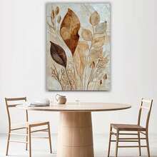 Large Leaf Canvas Wall Art Printing -1pc With Framed, Decorated With Frames On Living Room And Bedroom Walls - 棕色 - 查看 4