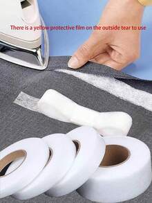 1pc 25/64M Double-Sided Non-Woven Fabric-Lined Tape, Seamless Design, For Iron-On Edging Tape, Stitch Witchery Sewing Tape, Heat-Sealable Adhesive Tape For Magical Mesh, Suitable For Curtains, Pants, And Clothing. Iron-On Hem Tape For Edge Shortening And Repairing Pants, Hats, And Clothing, A DIY Sewing Tool (1/1.5/2/3 Cm). - 25M (27 Yards) - View 1