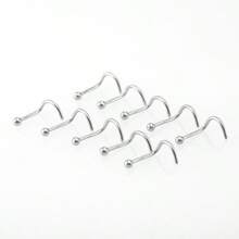 10/12/20/21 Pcs Hypoallergenic 316L Surgical Stainless Steel Nose Rings Hoops - Silvery Nose Piercings - L Shape And Corkscrew Nose Rings
