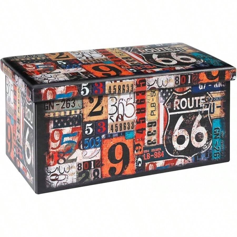 B FSOBEIIALEO Folding Storage Ottoman Bench With Faux Leather Footrest Seat, Coffee Table 30"X15"X15" - 30*15*15英寸 - 查看 1