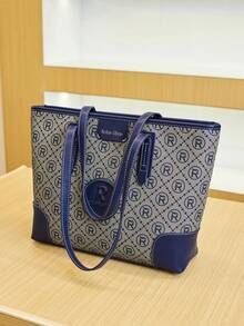 女士大容量托特包，休闲通勤单肩手提包，轻量奢侈品牌小众百搭高端斜挎包，2025新款休闲钱包 - 寶藍色 - 查看 10