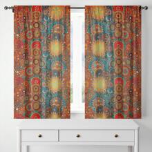 2pcs Farmhouse Multicolor Boho Curtains Chic Polka Dot Colorful Striped Tassel Curtain, Sunshade Anti-Spy Privacy Protection Curtains, Suitable For Bedroom Indoor Living Room Restaurant Bar Party Playroom Dorm Home Decor