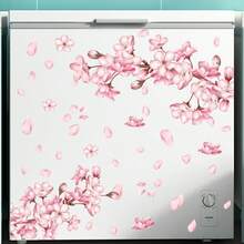 2入組櫻花花壁貼紙分支壁貼紙粉紅花壁貼紙水彩花壁貼紙房間臥室客廳幼兒園裝飾,尺寸15.7 X 11.8英寸