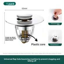Explosive Pressure Type Basin Drain, Fast Drainage, Anti Clogging, Essential For Lazy People, Kitchen And Bathroom Universal Washbasin, Pressure Drainage Plug, Anti Odor And Insect Proof, No Installation Required, Replace Old Style Jumping Drain Back To School