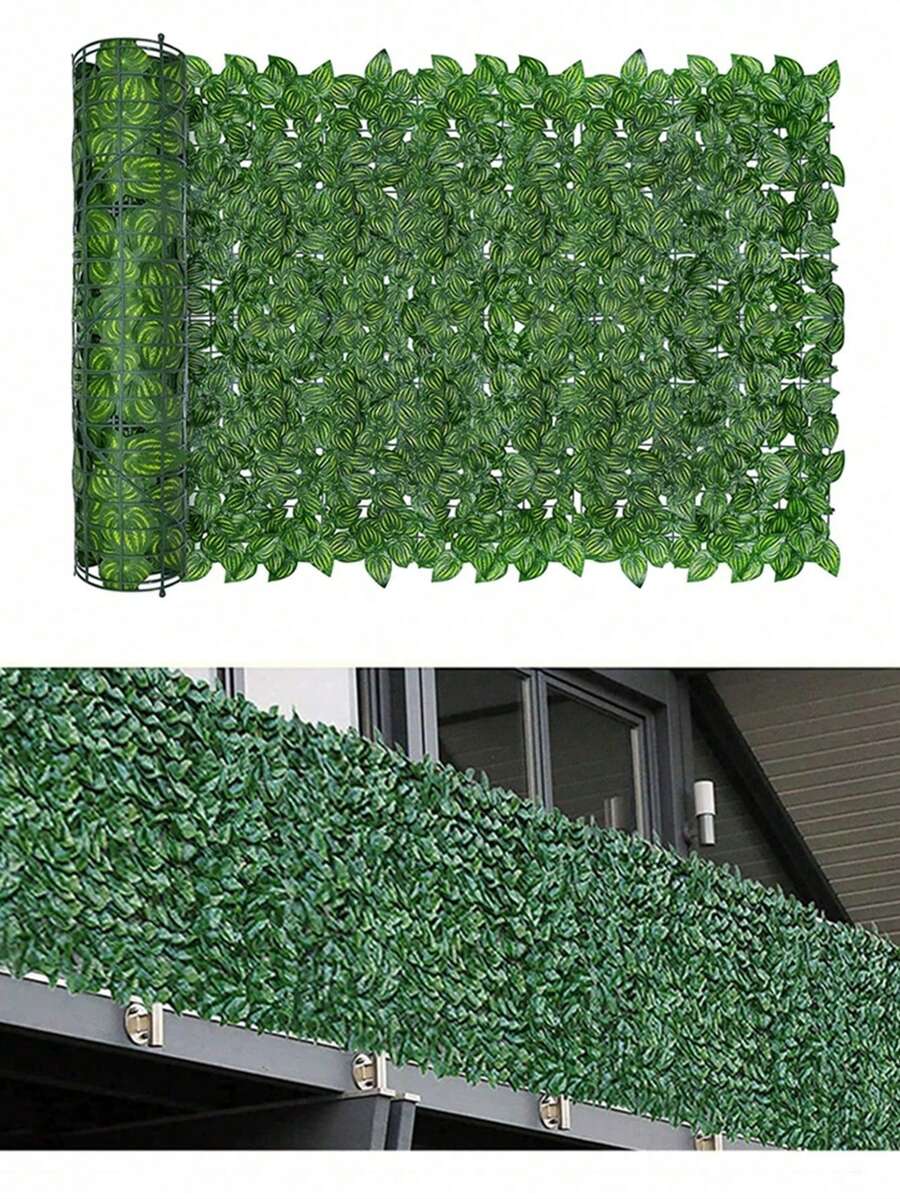 1 片人造树叶栅栏，200x50cm/100x100cm 仿树叶隐私栅栏屏风，塑料西瓜叶栅栏板，适用于花园、阳台、装饰性遮阳棚、派对墙面装饰，防水防紫外线，假植物 - 綠色 - 查看 1