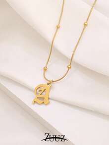 1件简约不锈钢26字母A-Z项链，女士哥特式字母吊坠项链，生日情人节礼物，适合日常佩戴 - 項鍊 - 查看 7