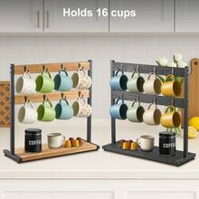 2-Tier Mug Tree  Coffee Mug Holder Stand With Storage Base Mug Display Organizer Mug Holders Cup Storage Organizer For Home Kitchen Bar Counter Display Tea - Black Without Shelves - View 5