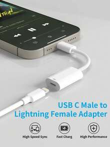 1pc USB-C To Lightning Adapter, 60W PD Fast Charging Converter, Compatible With IPhone 17/16/15 Series, S25/S24/S23/S22/S21 Ultra Plus Series, Series - White - View 3