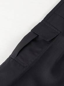 1 pièce Jupe longue élastique à taille haute de couleur unie, élégante et classique, avec poches latérales, en polyester, convient pour le printemps, l'été et l'automne, pour filles et adolescentes