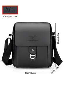 男士商务休闲单肩斜挎包PU大容量便携商务旅行小方包多款斜跨背包高端休闲挂包，男士专业亮面皮革斜挎包，适合商务旅行 - 彩色 - 查看 9