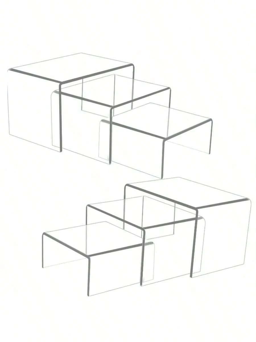 3 Pcs Acrylic Risers For Display, Acrylic Display Riser, Clear Display Stands For Shelf Dessert Cupcake Candy Food Tabletop Collectibles Product Bar Action Figure Jewelry Showcase