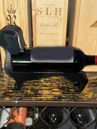 1pcs Plastic Wine Bottle Holder - Sausage Dog Shape, Durable ABS Display Rack, Perfect Home Decor Gift