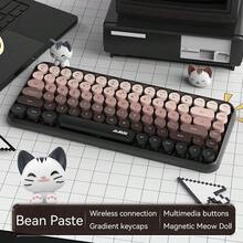 ATTACK SHARK FELICON 308i Wireless Bluetooth Keyboard, Retro Typewriter Design With Gradient Colorful Round Keycaps And Cute Magnetic Cat Doll, 84 Keys, Multi Device Keyboard For IPad/Laptop/PC/Win - Multicolor - View 2
