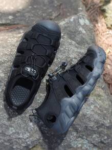 新款编织凉鞋，男士凉鞋，中学生凉鞋，厚底沙滩凉鞋，罗马镂空凉鞋 - 黑色 - 查看 9