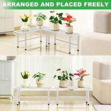 2 Pack Metal Plant Stand Outdoor Plant Shelf Indoor,1 Tier Heavy Duty Plant Stands For Multiple Plants,26" L X 10.12" H X 8.75" W,White - 白色 - 查看 7