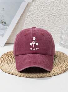 1 Stück Herren süße kleine Totenkopf Hanteln Design verstellbare vintage zerstörte Outdoor Sport Baseball Kappe, geeignet für den täglichen Gebrauch, Frühling/Sommer/Herbst/Winter